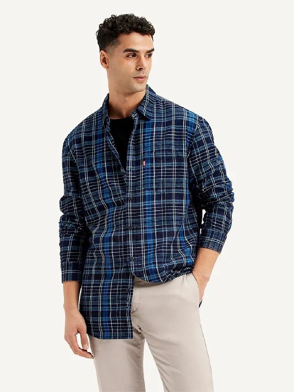 Men's Patterned Dress Casual Shirts for Smart-Casual EventsMen's Checkered Spread Collar Shirt Men's Patterned Dress Casual Shirts for Smart-Casual EventsMen's Checkered Spread Collar Shirt