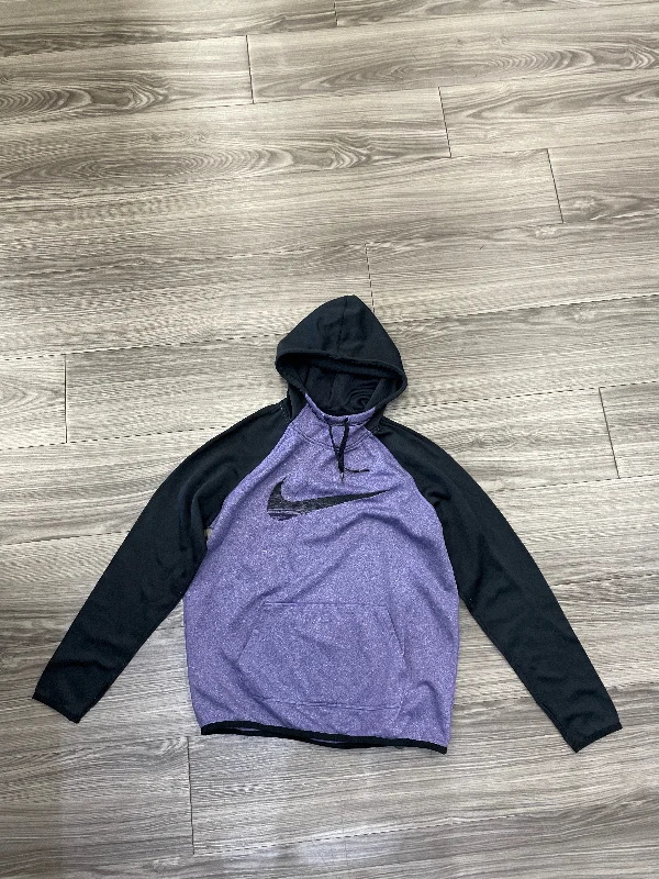 Men's Hoodies with Zipper DetailsAthletic Sweatshirt Hoodie By Nike In Black & Purple, Size: M Men's Hoodies with Zipper DetailsAthletic Sweatshirt Hoodie By Nike In Black & Purple, Size: M