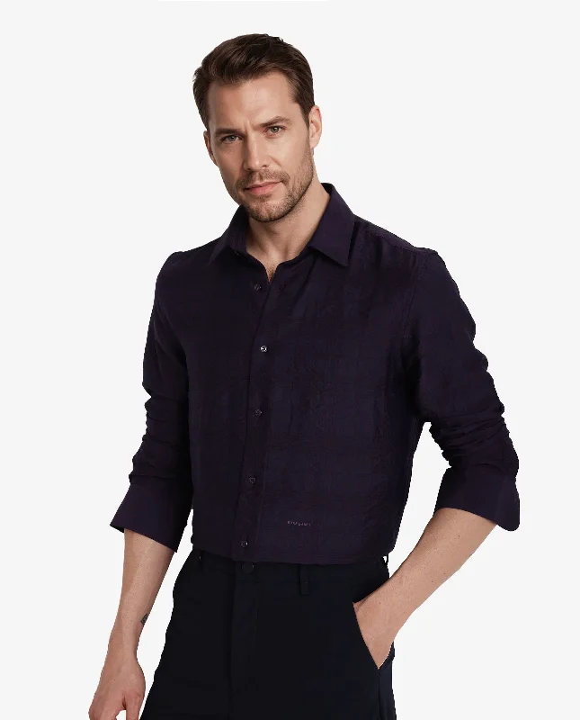 Men's Affordable Shirts for Budget-Friendly StyleRare Rabbit Men Vaxon Purple Viscose Nylon Fabric Full Sleeve Regular Fit Self Dobby Check Shirt Men's Affordable Shirts for Budget-Friendly StyleRare Rabbit Men Vaxon Purple Viscose Nylon Fabric Full Sleeve Regular Fit Self Dobby Check Shirt