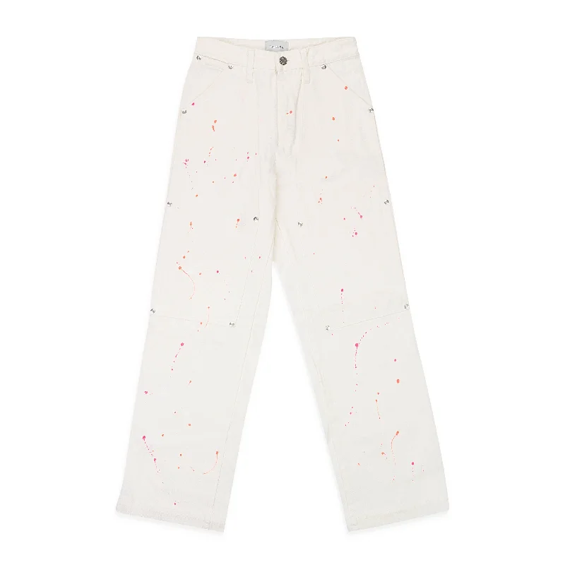Inexpensive Rip and Tear Men's JeansTANAKA WORK WHITE STRAIGHT JEANS