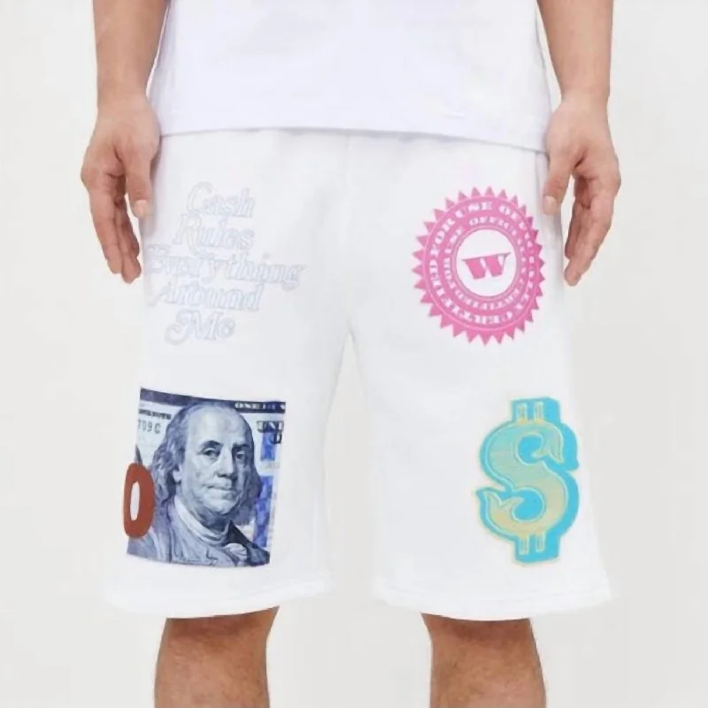 Beach-Ready Men's Summer ShortsMen's Paid In Full Shorts In White