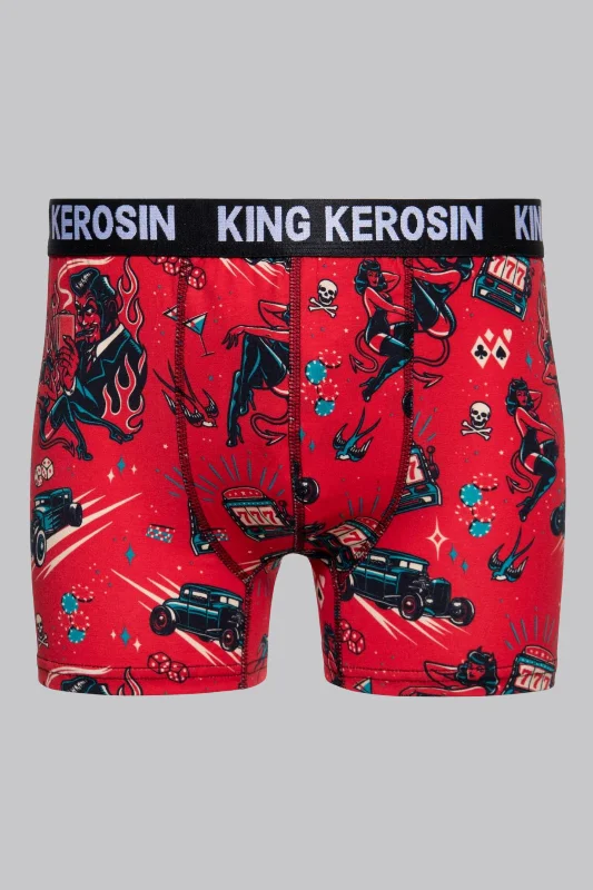 Elegant Derby CapsRockabilly Devil Boxershorts Red