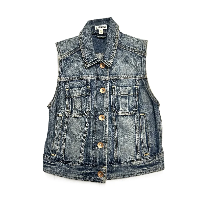 Men's Coats for Casual WearVest Other By Express In Blue Denim, Size: Xs