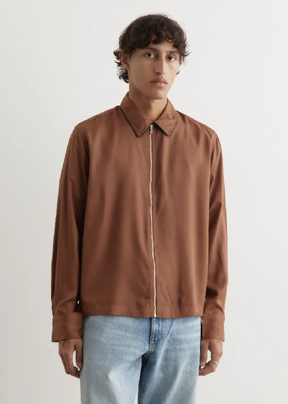 Men's Shirts with Mock NecksBlouson Zip Long Sleeve Shirt
