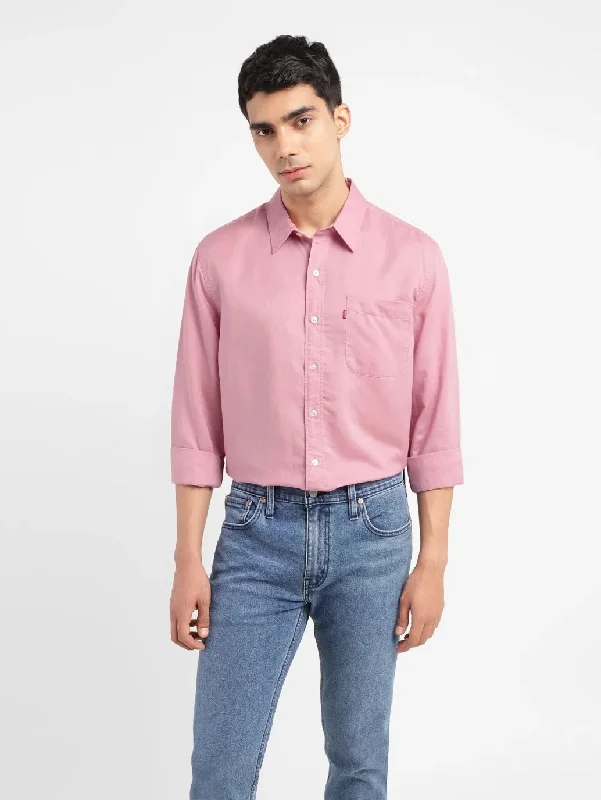 Men's Golf Shirts for On-Course StyleMen's Solid Slim Fit Linen Shirt