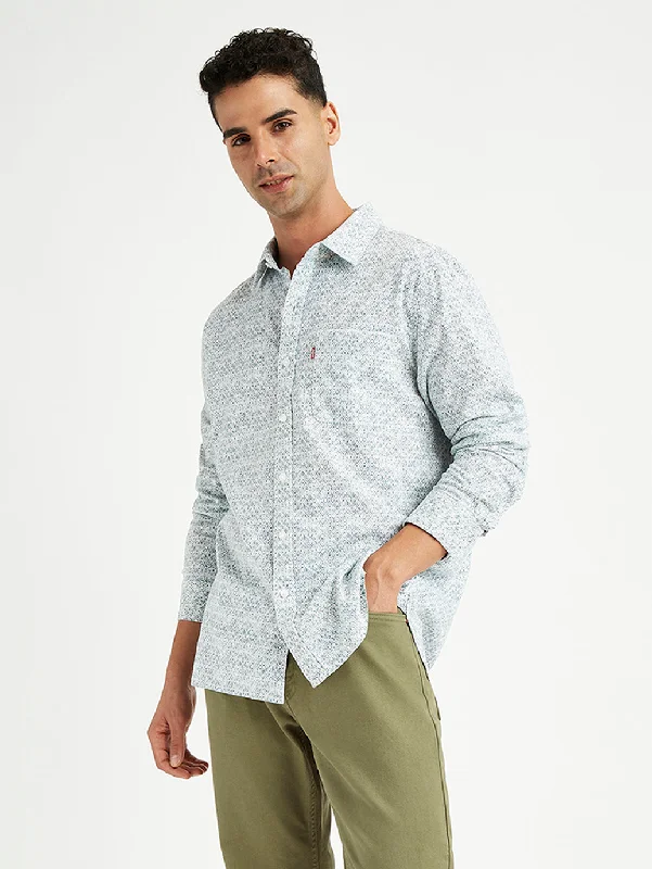 Men's Short-Sleeve Shirts for Warm WeatherMen's Geometric Print Slim Fit Shirt