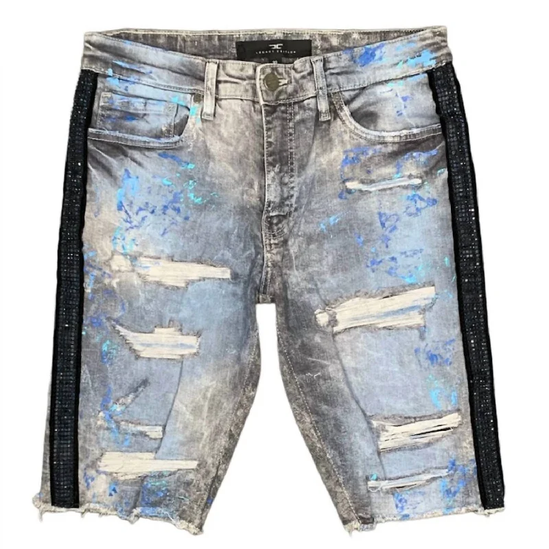 Casual Men's Cotton ShortsMen's Vegas Striped Denim Shorts In Blue Wave