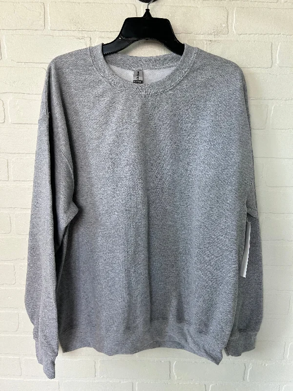 Warm Men's Thermal HoodiesGrey Sweatshirt Crewneck Gildan, Size L