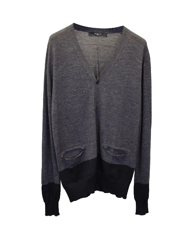 Men's Sweaters with Built-In ScarvesGivenchy Button-Front Cardigan in Dark Grey Wool Men's Sweaters with Built-In ScarvesGivenchy Button-Front Cardigan in Dark Grey Wool
