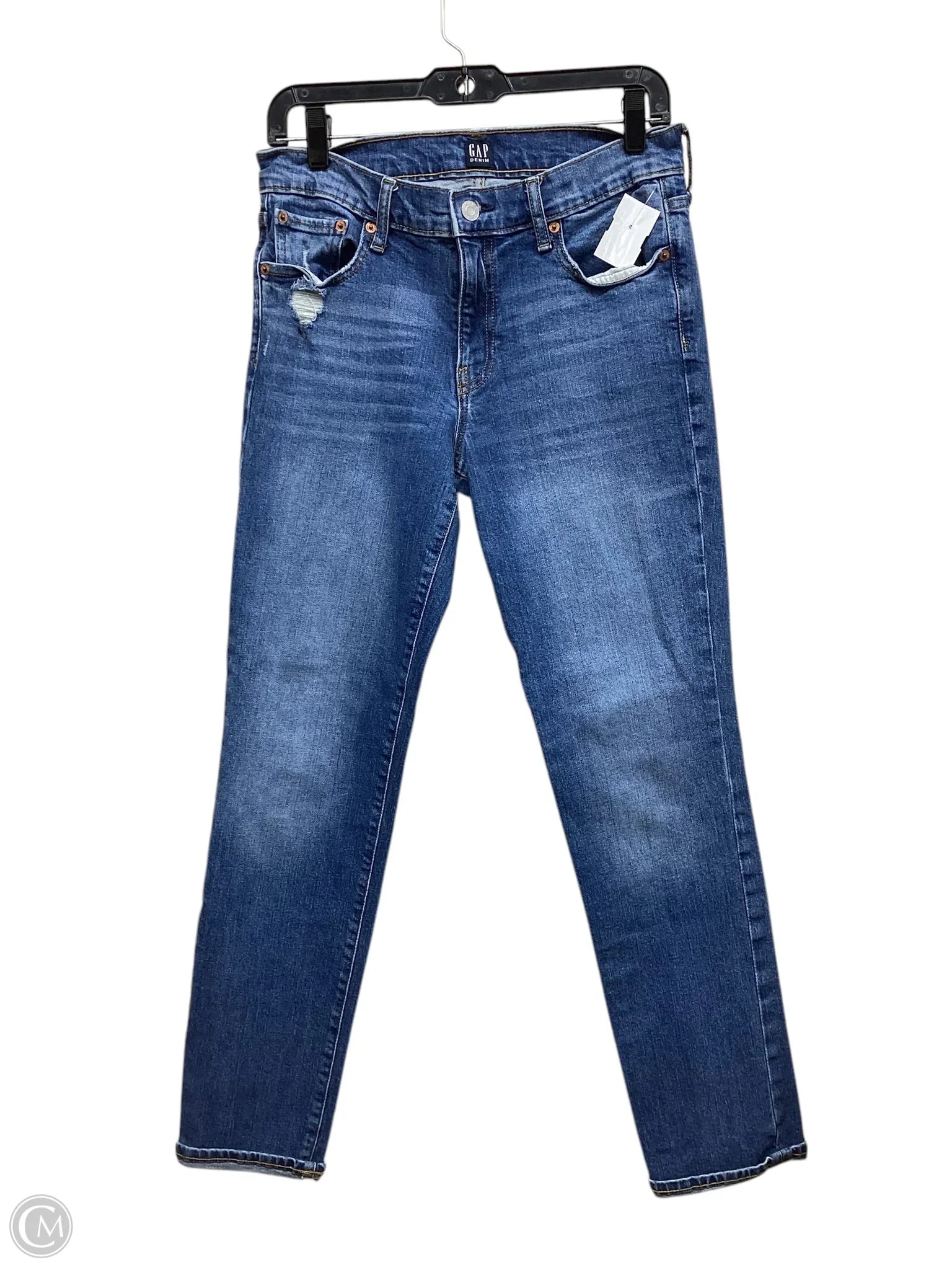 Leather Patch Embellished Men's JeansJeans Straight By Gap In Blue Denim, Size: 6