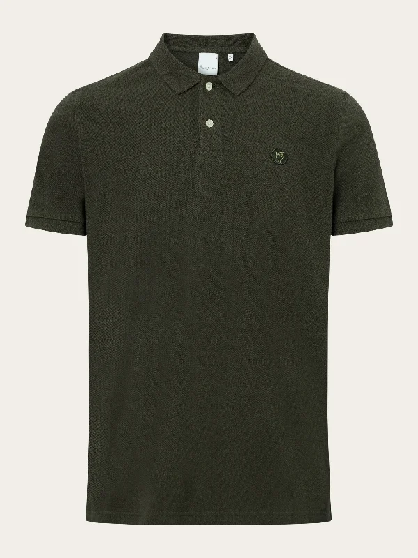 Men's Shirts with Checkered PatternsBasic badge polo - Green melange