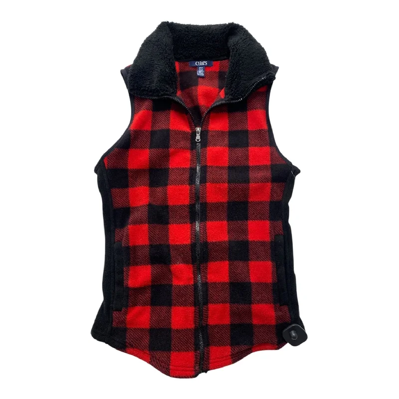 Warm Men's Down JacketsVest Fleece By Chaps In Black & Red, Size: S