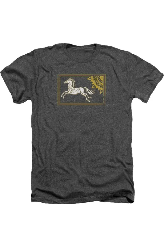 Men's Shirts with Asymmetrical HemlinesLord Of The Rings Rohan Banner Adult Heather Tee / T-Shirt Men's Shirts with Asymmetrical HemlinesLord Of The Rings Rohan Banner Adult Heather Tee / T-Shirt