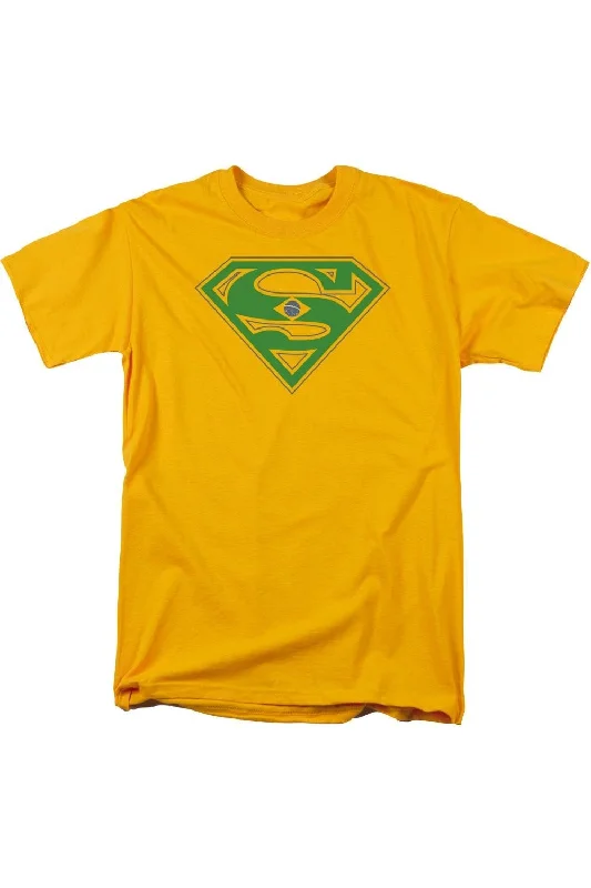 Men's Shirts with Patch PocketsSuperman Brazil Shield Short Sleeve Adult Tee / T-Shirt Men's Shirts with Patch PocketsSuperman Brazil Shield Short Sleeve Adult Tee / T-Shirt