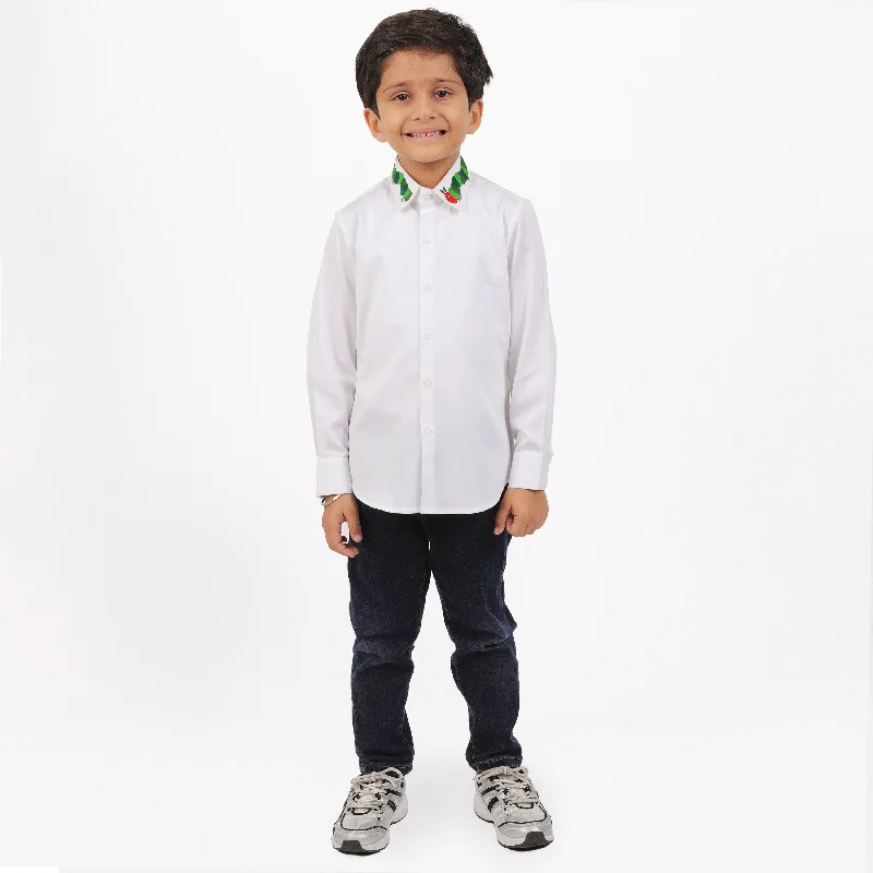 Versatile Men's Short-Sleeve ShirtsPre-Order - White CATERPILLAR SHIRT For Boys