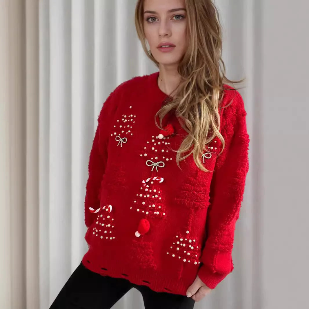 Men's Sweaters for Casual OccasionsChic Stylish Cozy Casual Warm Comfortable Korean O-Neck Christmas Bow Jumper Sweater