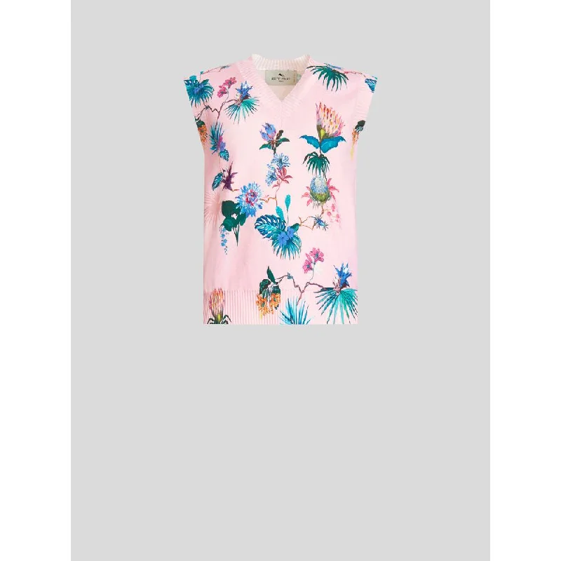 Men's Sweaters with Three-Quarter SleevesFloral Jacquard Knitted Waistcoat