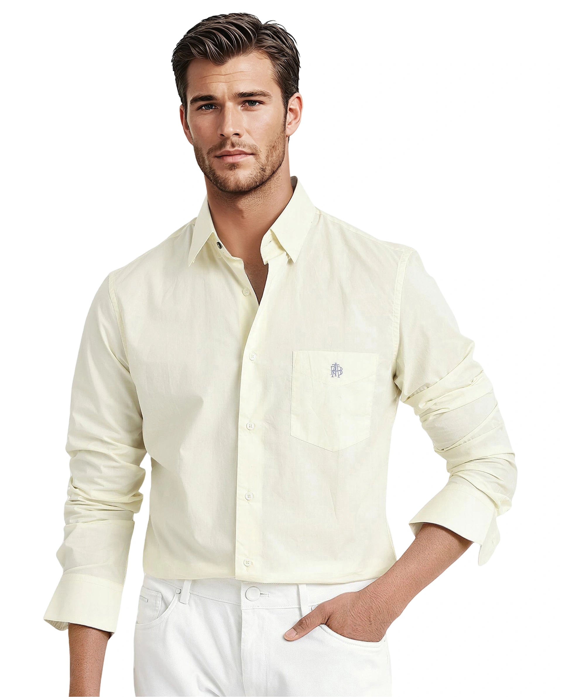 Men's Tab-Collar Shirts for a Crisp LookRare Rabbit Men Harmin Pastel Yellow Cotton Fabric Full Sleeve Regular Fit Embroidered Logo Plain Poplin Shirt Men's Tab-Collar Shirts for a Crisp LookRare Rabbit Men Harmin Pastel Yellow Cotton Fabric Full Sleeve Regular Fit Embroidered Logo Plain Poplin Shirt