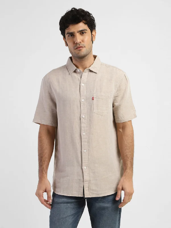 Men's Dressy Casual Shirts for Smart-Casual EventsMen's Solid Regular Fit Linen Shirt Men's Dressy Casual Shirts for Smart-Casual EventsMen's Solid Regular Fit Linen Shirt
