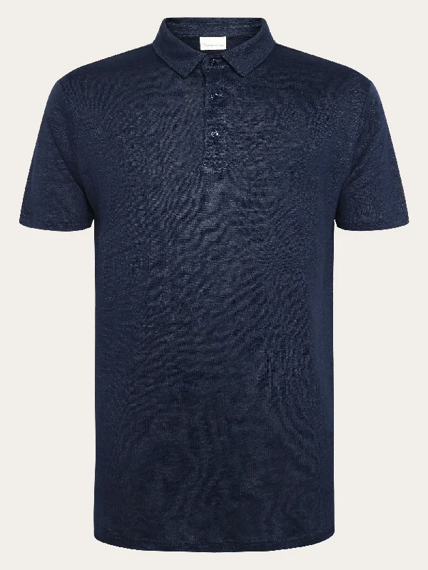 Men's Shirts with Button-Down CollarsLinen polo - Total Eclipse
