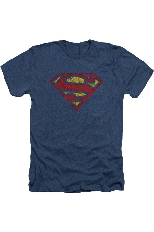 Men's Shirts with Spread CollarsSuperman Crackle S Adult Heather Tee / T-Shirt