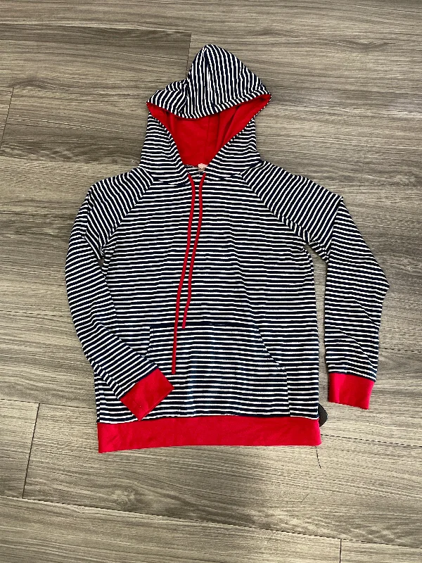 Men's Hoodies with Ribbed HemsStriped Pattern Sweatshirt Hoodie 7th Ray, Size S