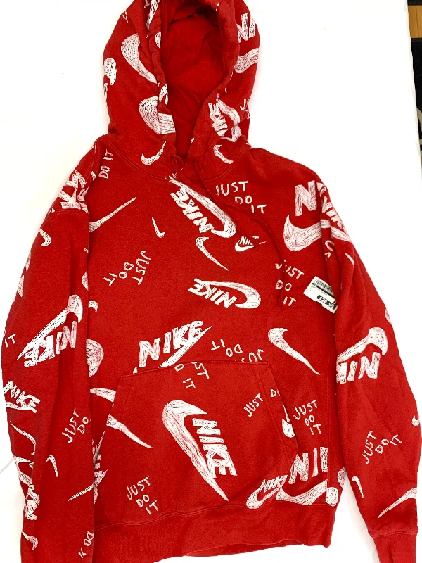Men's Hoodies with Extra-Long SleevesSweatshirt Hoodie By Nike In Red, Size: M