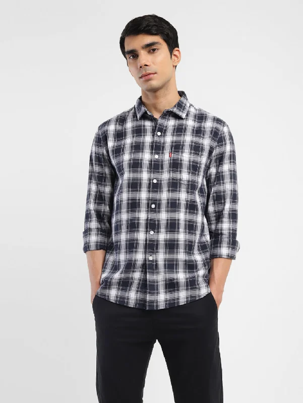 Men's Spread-Collar Shirts for a Bold StatementMen's Checkered Slim Fit Shirt