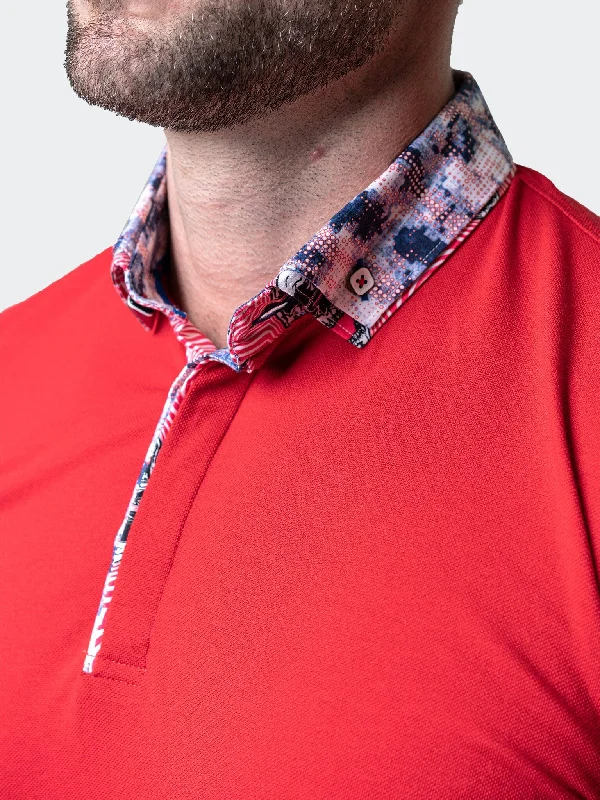 Men's Shirts with Floral PrintsPolo MozartSolidRipple Red