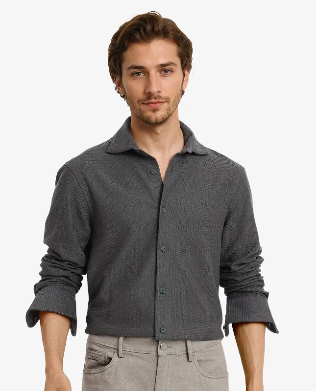 Men's Solid-Color Block Shirts for a Bold StatementRare Rabbit Men Site Ls Dark Green Full Sleeve Regular Collar Button Closure Regular Fit Textured Knit Solid Shirt Men's Solid-Color Block Shirts for a Bold StatementRare Rabbit Men Site Ls Dark Green Full Sleeve Regular Collar Button Closure Regular Fit Textured Knit Solid Shirt