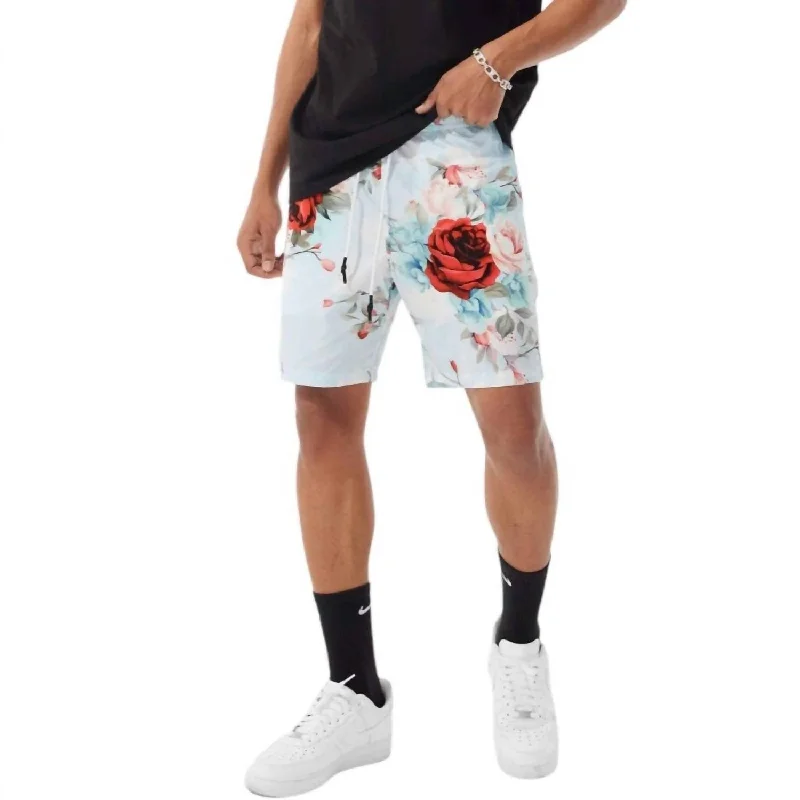 Men's Stylish Pattern ShortsMen's Retro Ibiza Lounge Shorts In Red Floral