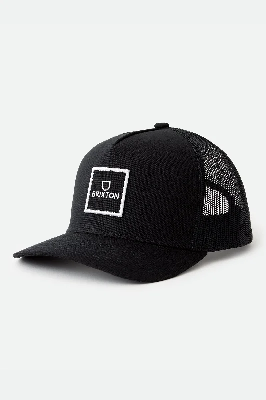 Wide-Brimmed Beach HatsAlpha Block Netplus Trucker Hat - Black
