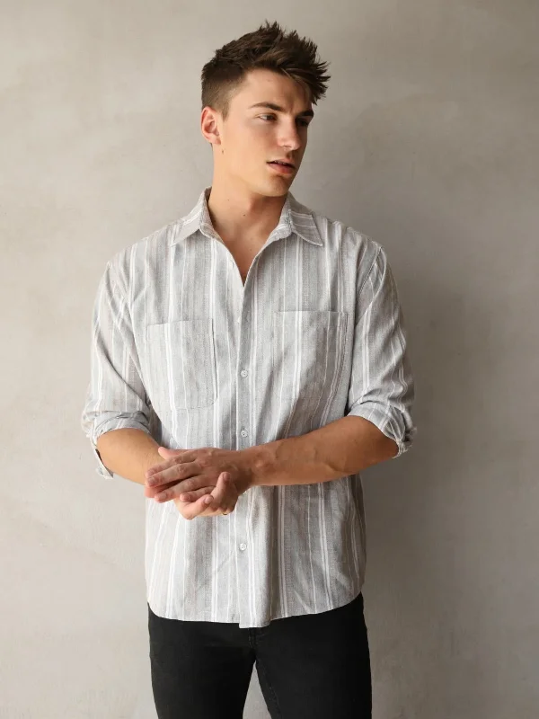 Men's Shirts with Wingtip CollarsRialto Stripe Shirt - Taupe