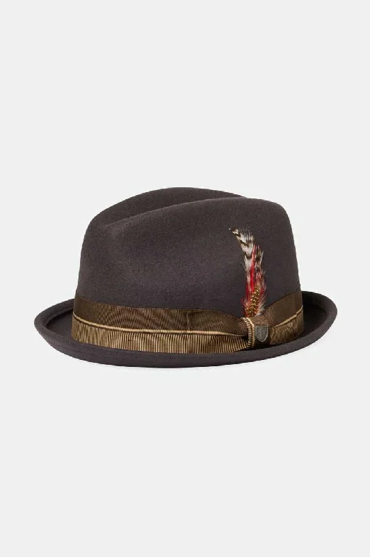Fashionable Bucket Hats for Women20th Anniversary Gain Fedora - Chocolate/Gold