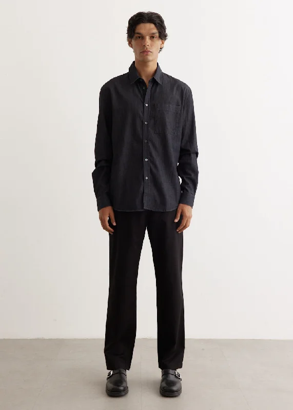 Men's Shirts with Belt AttachmentsLight Denim Shirt