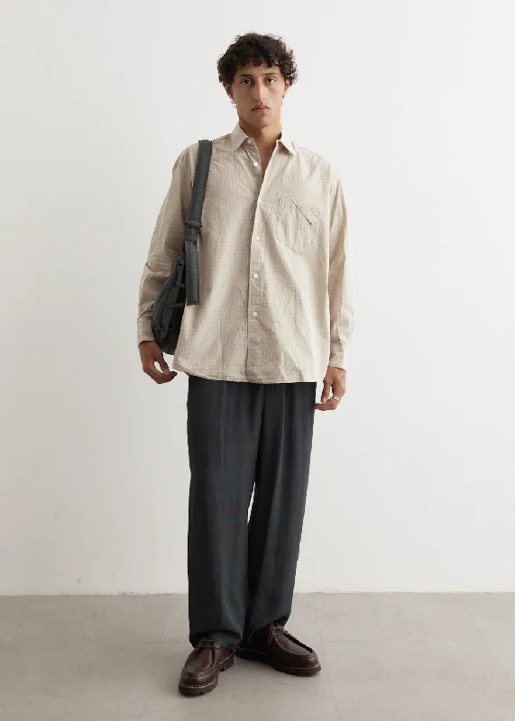Men's Shirts with French CuffsThread Breaked Plaid Shirt