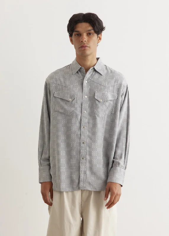 Men's Shirts with Patchwork PatternsWestern Jacquard Shirt