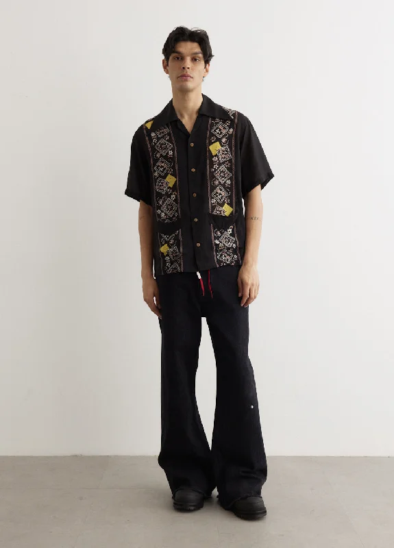 Men's Performance Shirts for SportsSilk Rayon PECKISH RAINBOWY WRANGLE Collar Cuba Shirt