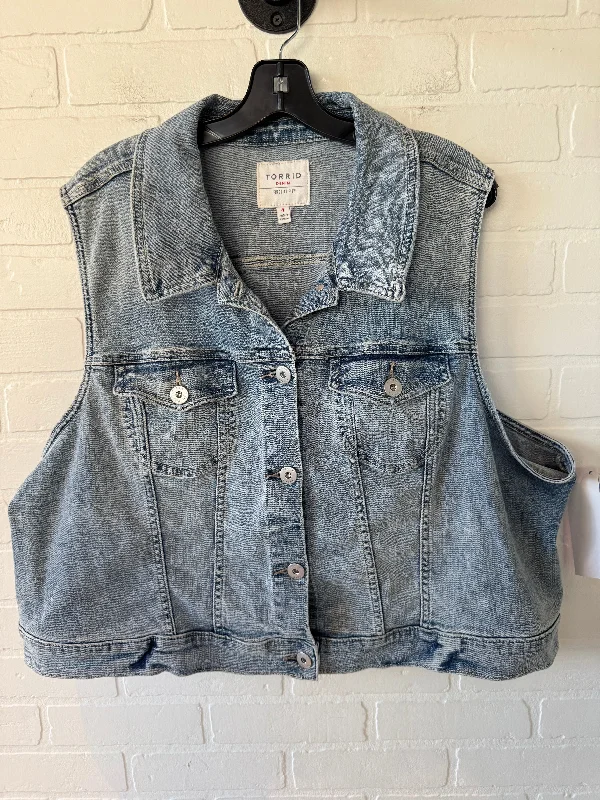 Men's Coats with Patchwork DesignsVest Other By Torrid In Blue Denim, Size: 4x
