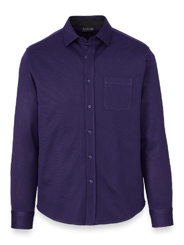 Men's Shirts for HuntingCotton Blend Button Front Polo - Purple
