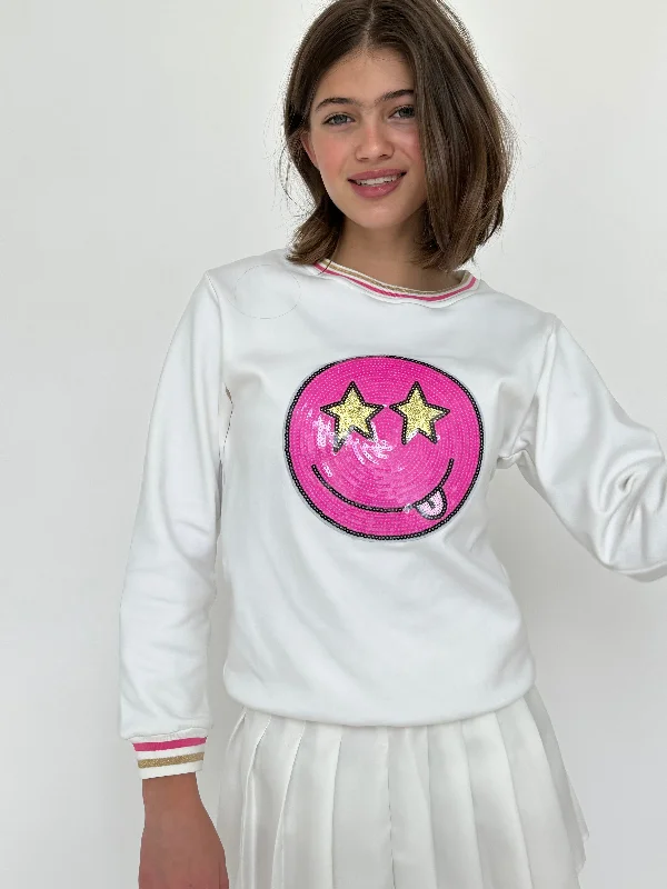 Men's Sweaters with Embroidered DesignsEmoji Starry Eye Sweatshirt