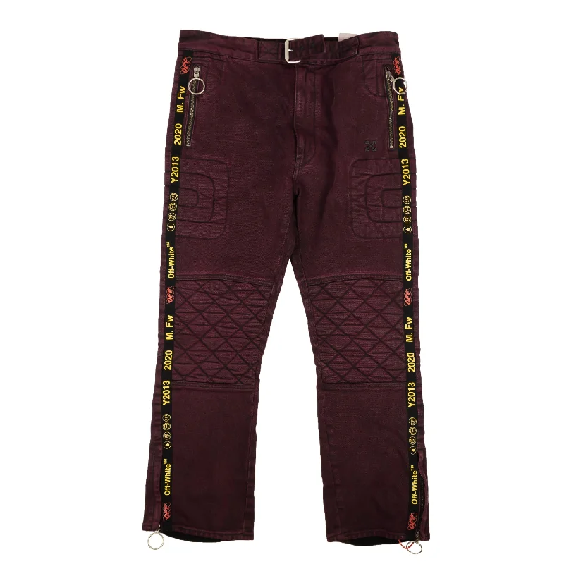 Stylish Men's JeansMaroon Logo 5 Pocket Jeans