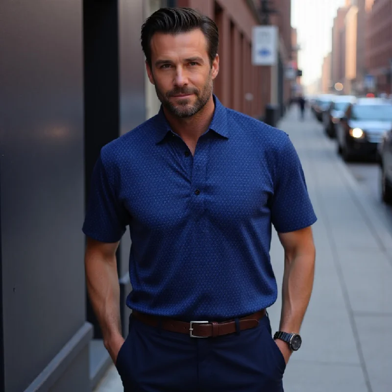 Men's Shirts for HuntingSemi-Spread Collar Polo Turbo GT Navy