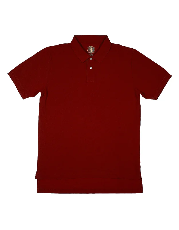 Men's Shirts with Graphic SleevesSOLID PIQUE POLO - BURGUNDY