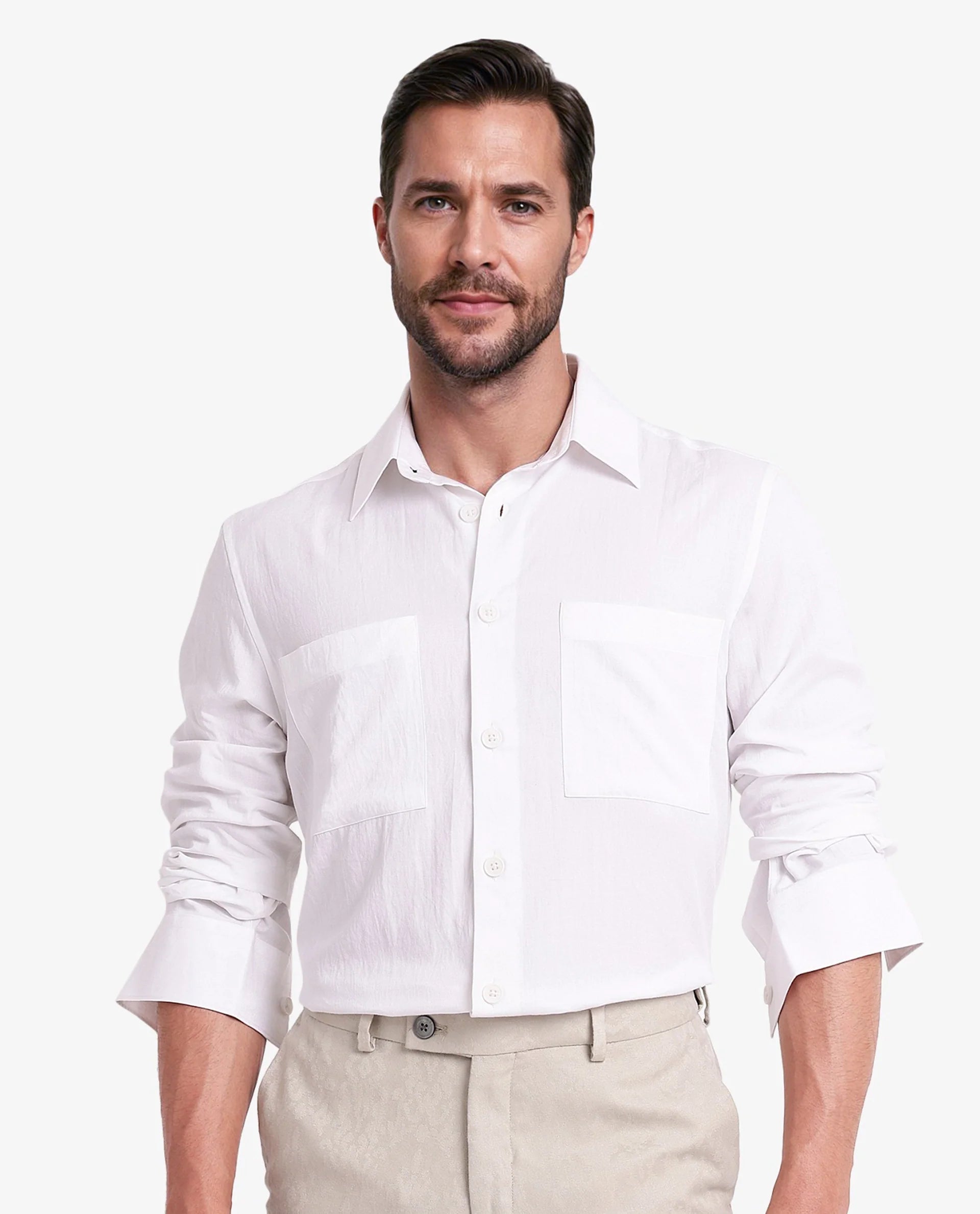 Men's Travel Shirts for Easy PackingRare Rabbit Men Esso White Full Sleeve Button Closure Boxy Fit Plain Twill Shirt Men's Travel Shirts for Easy PackingRare Rabbit Men Esso White Full Sleeve Button Closure Boxy Fit Plain Twill Shirt