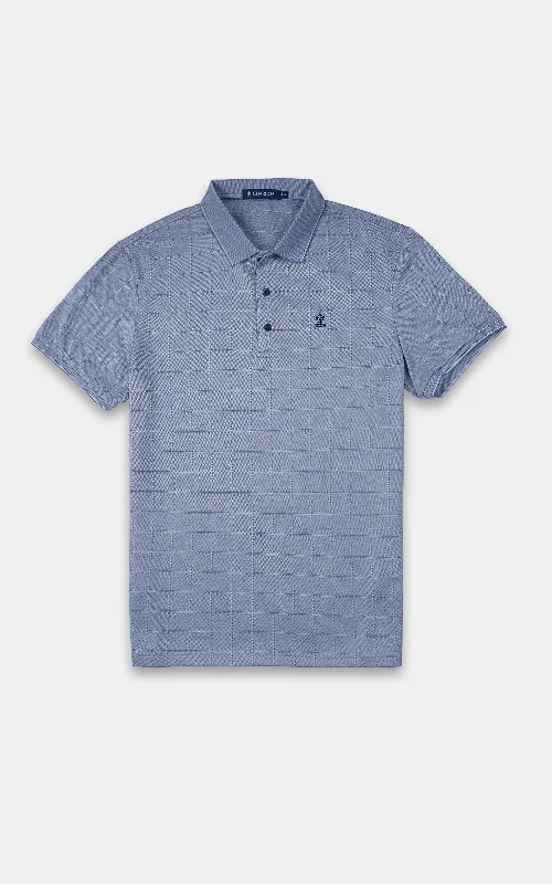 Men's Shirts for HikingEXECUTIVE POLO JACQUARD COLLAR BLUE