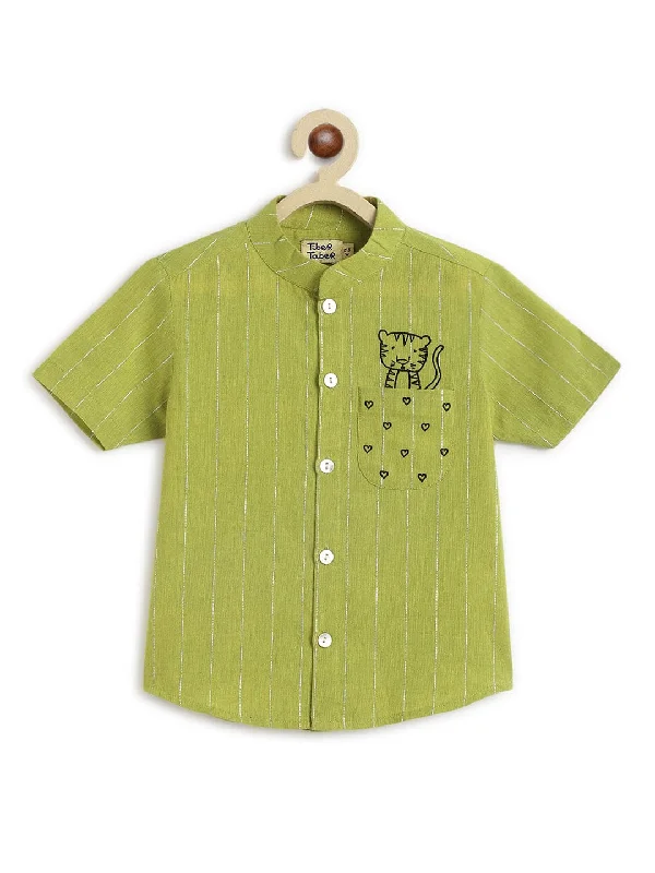 Men's Skinny-Fit Shirts for a Trendy LookBoy Pocket Tiger Shirt - Green