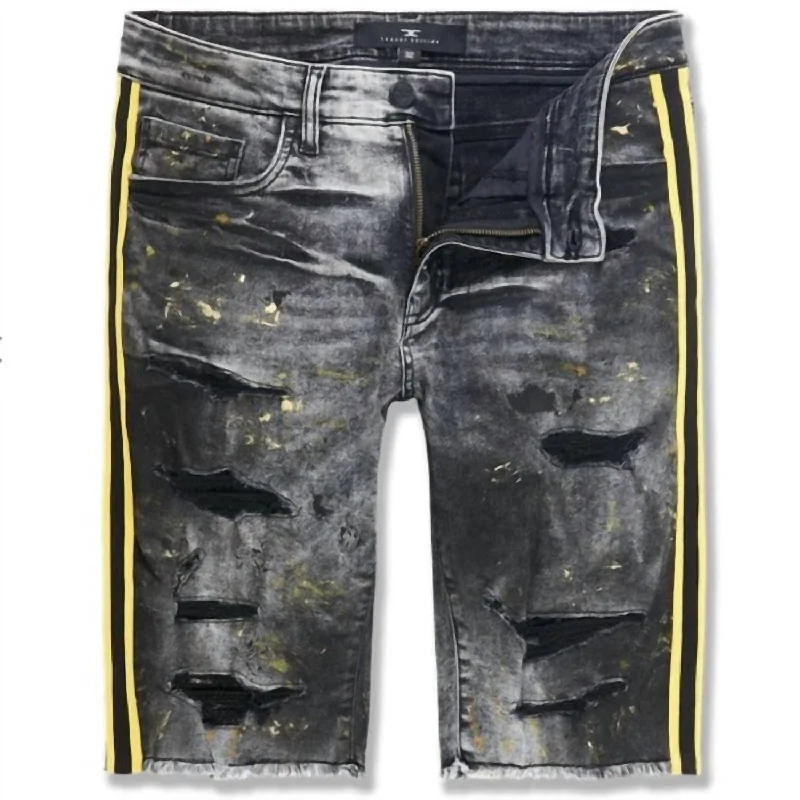 Men's Elastic Waistband ShortsMen's Time's Up Denim Shorts In Black