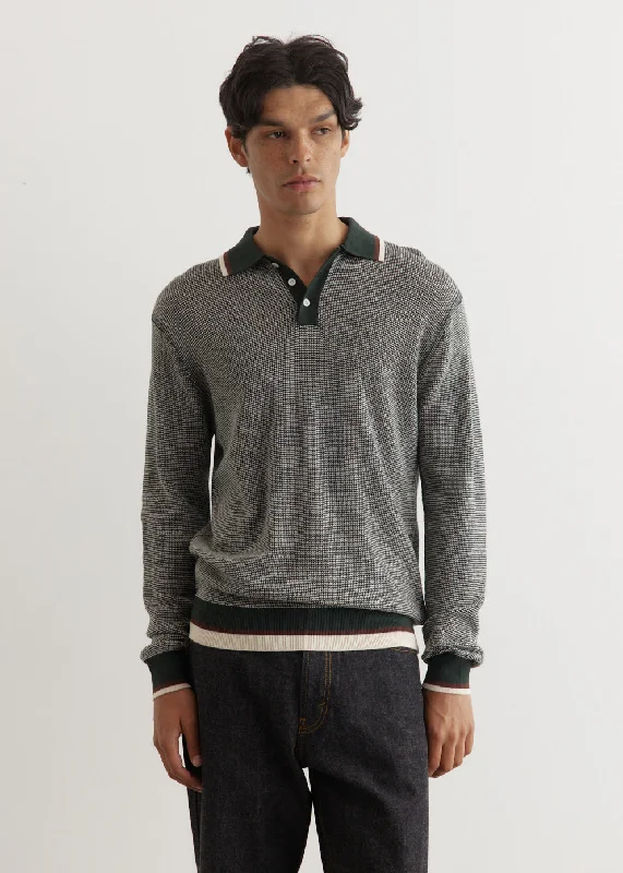 Men's Shirts with Double-Breasted DesignsCollar Line Knit Polo