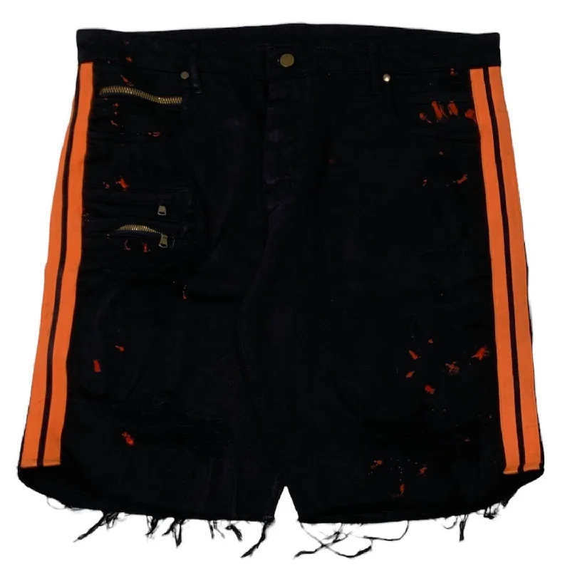 Men's Versatile and Practical Cargo Shorts for Work and PlayMen's Denim Short In Black/orange Men's Versatile and Practical Cargo Shorts for Work and PlayMen's Denim Short In Black/orange